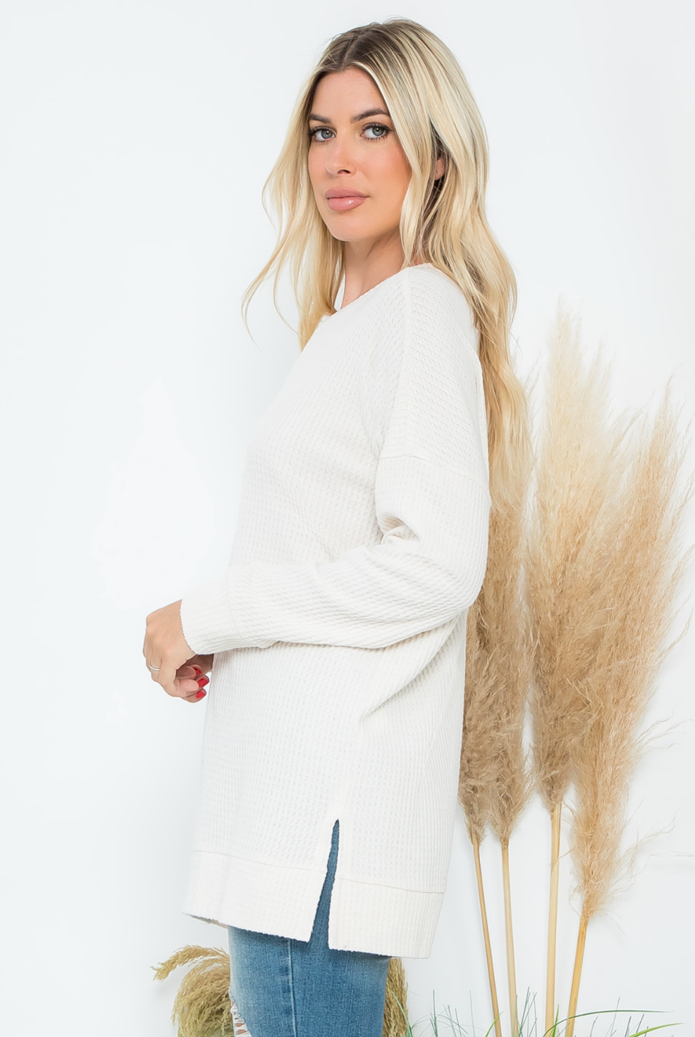 Brushed Waffle Knit Sweater