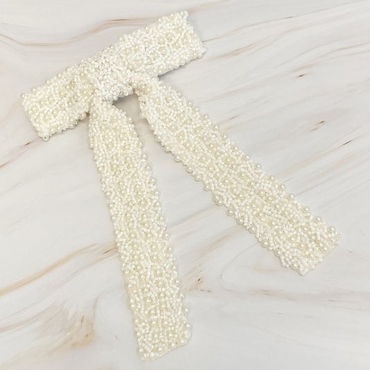 Luxe Beaded Pretty Bow Hair Clip