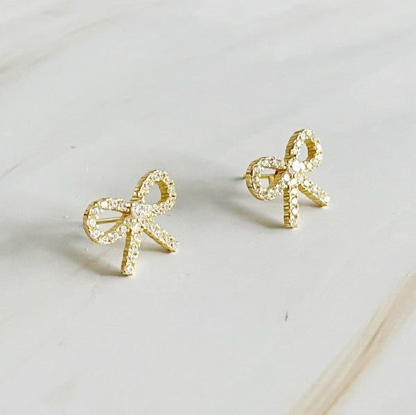 Shine Mini Bow Sterling Silver Earrings