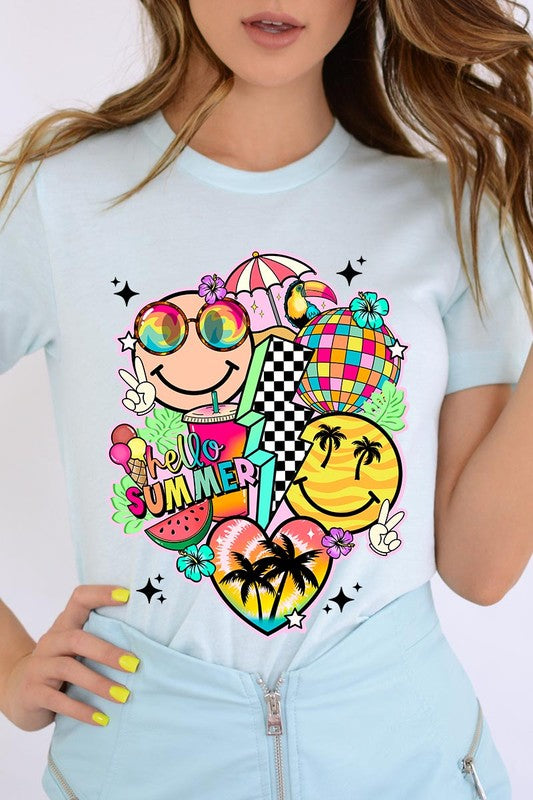 Hello Summer Collage Graphic T Shirts