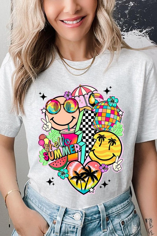 Hello Summer Collage Graphic T Shirts