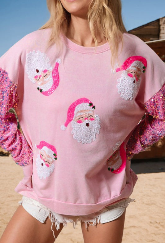 Sequined Santa Claus Christmas Sweatshirt