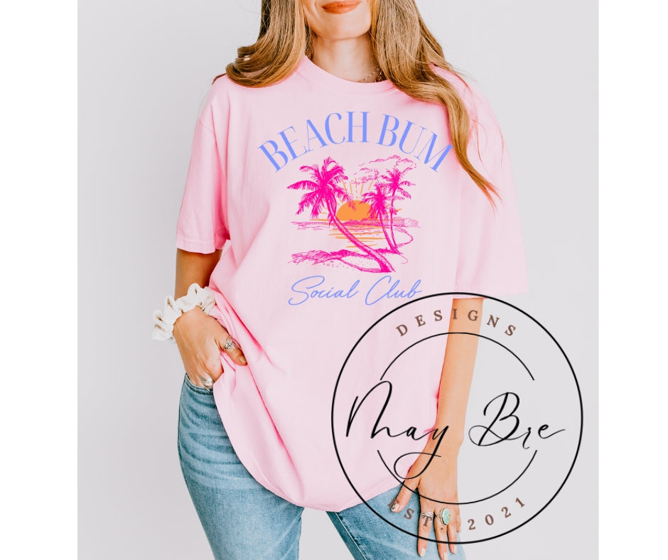 Beach Bum Social Club (blue and pink design)