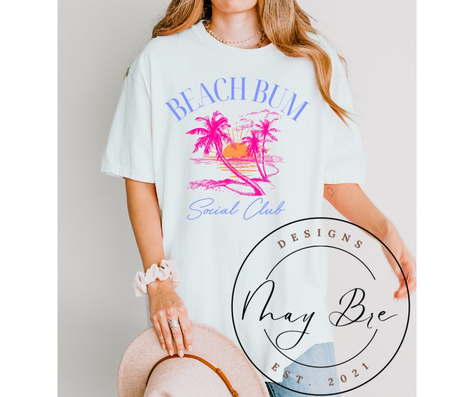 Beach Bum Social Club (blue and pink design)