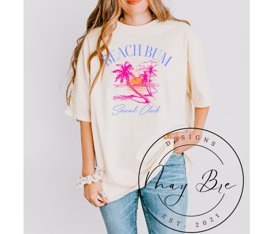 Beach Bum Social Club (blue and pink design)