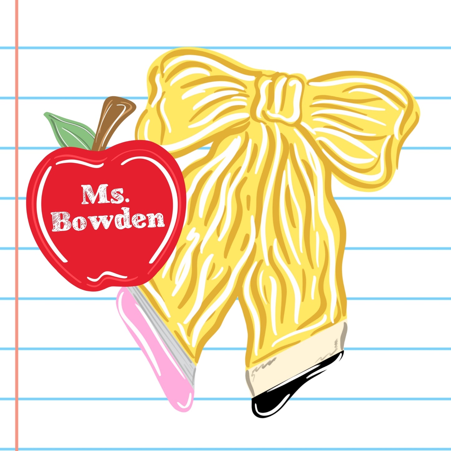 Pencil Bow with Apple
