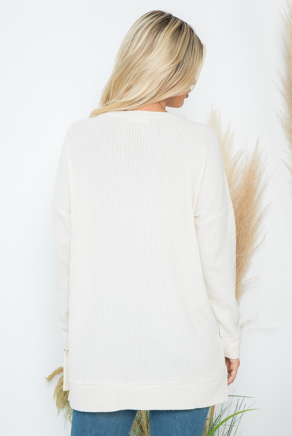 Brushed Waffle Knit Sweater