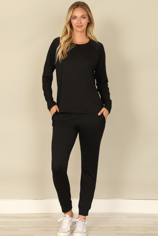 Solid Long Sleeve Jogger Set
