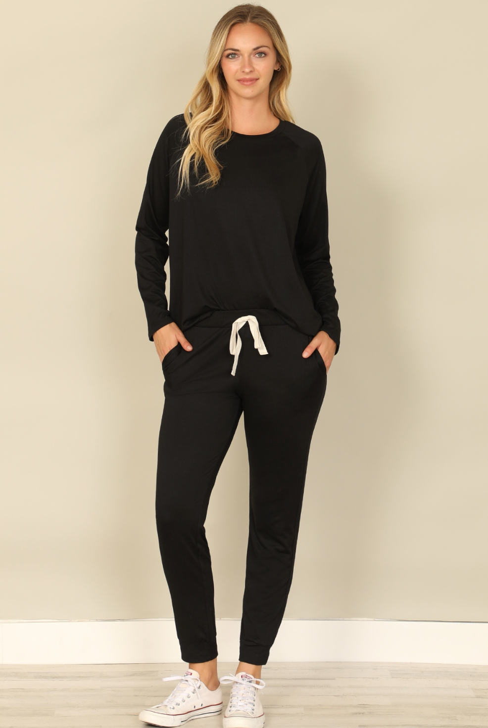 Solid Long Sleeve Jogger Set